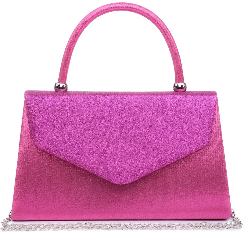 Dasein Women's Evening Bags Formal Party Clutches Wedding Purses Cocktail Prom Handbags with Frosted Glittering (Hot Pink) - Image 1